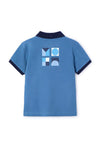 Mayoral Boy Graphic Short Sleeve Polo, Blue