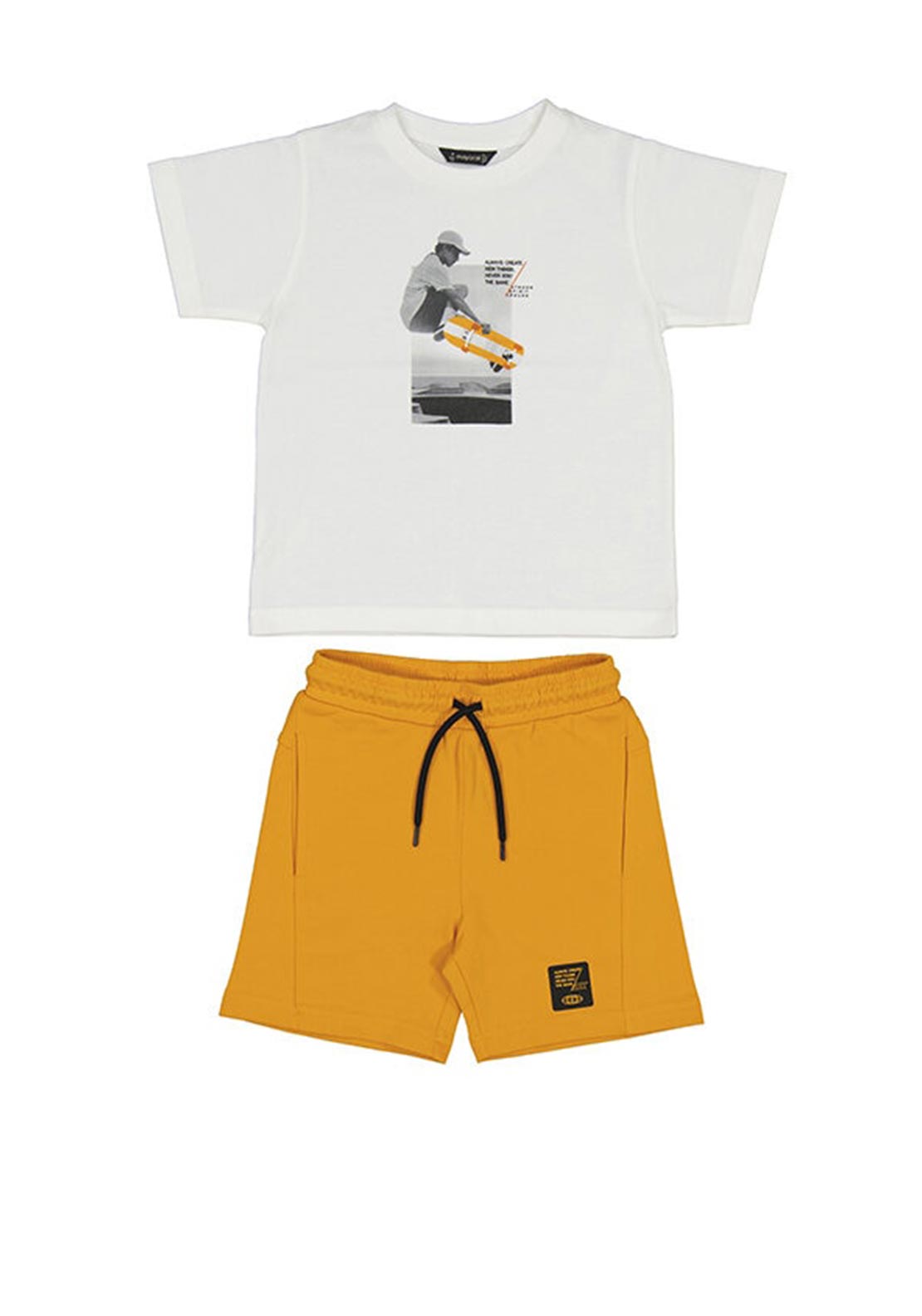Mayoral Mini Boy Skate Short Set, Orange