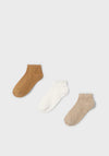 Mayoral Boy 3 Pack Trainer Sock, Beige