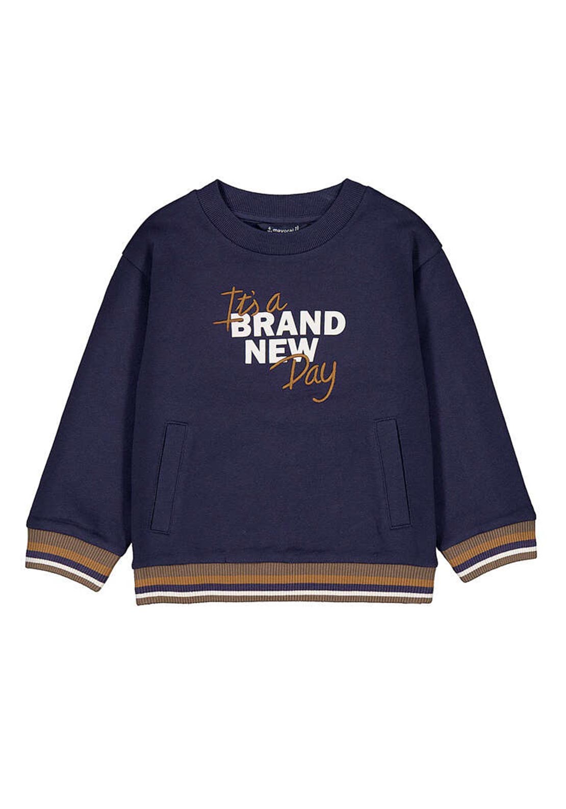 Mayoral Mini Boy Embroidered Long Sleeve Sweater, Navy