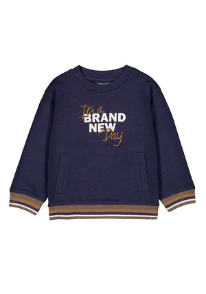 Mayoral Mini Boy Embroidered Long Sleeve Sweater, Navy