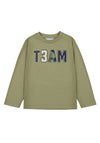 Mayoral Mini Boy Team Slogan Long Sleeve Top, Green
