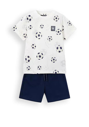 Mayoral Mini Boy Football Tee and Short Set, Navy