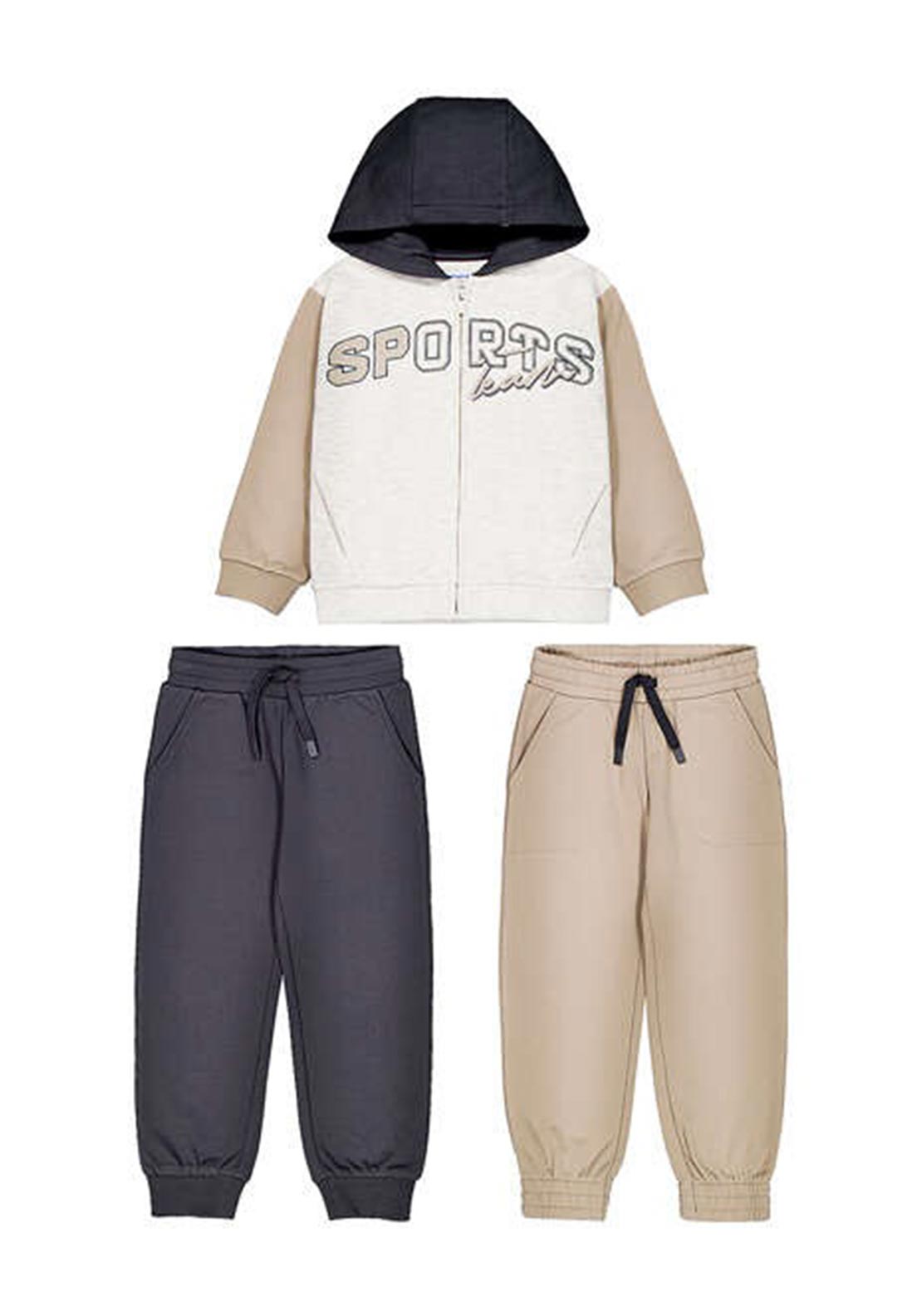Mayoral Mini Boy 3 Piece Tracksuit Set, Beige