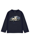 Mayoral Mini Boy Truck Print Long Sleeve Top, Navy