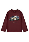 Mayoral Mini Boy Truck Print Long Sleeve Top, Wine