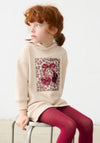 Mayoral Mini Girl Cherry Long Sleeve Hooded Sweater Dress, Beige