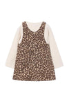 Mayoral Mini Girl Animal Print Pinafore and Top Set, Brown