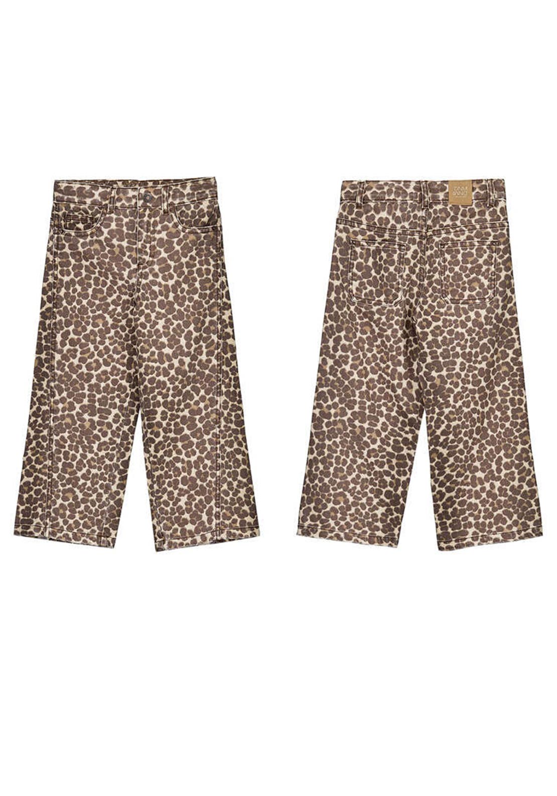 Mayoral Mini Girl Animal Print Twill Trouser, Brown
