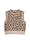 Mayoral Mini Girl Animal Print Sleeveless Knit Vest, Brown