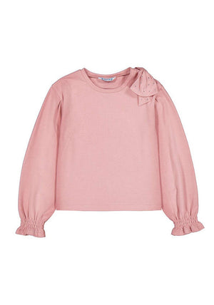 Mayoral Mini Girl Bow Long Sleeve Top, Pink