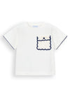 Mayoral Mini Girl Chest Pocket Short Sleeve Tee, Off White