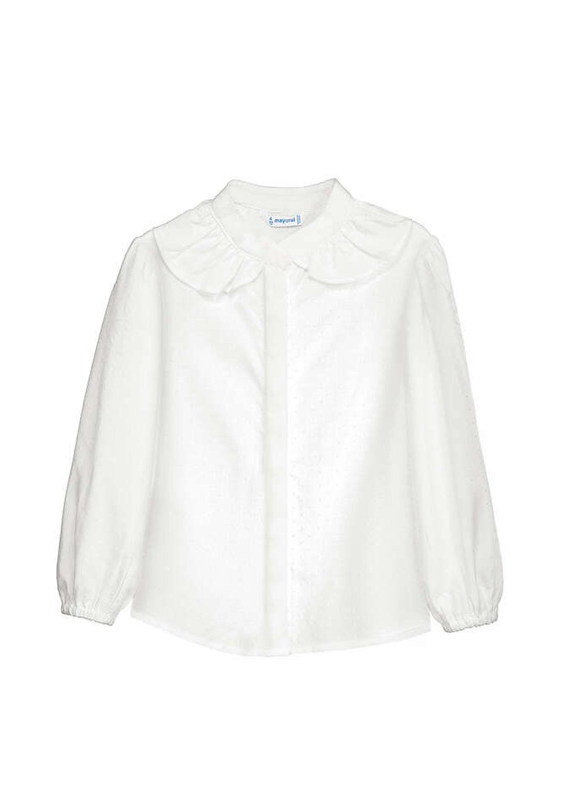 Mayoral Mini Girl Collar Long Sleeve Blouse, Off White