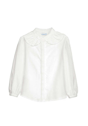 Mayoral Mini Girl Collar Long Sleeve Blouse, Off White