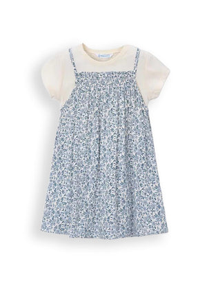 Mayoral Mini Girl Print Combination Dress, Blue