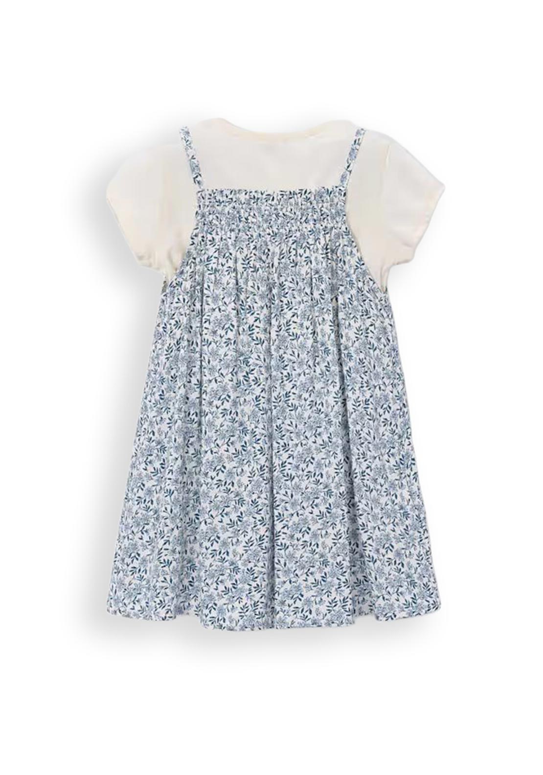 Mayoral Mini Girl Print Combination Dress, Blue