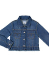 Mayoral Mini Girl Pleated Raw Hem Denim Jacket, Blue