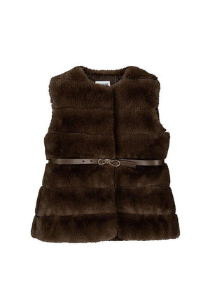 Mayoral Mini Girl Faux Fur Gilet, Brown