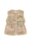 Mayoral Mini Girl Faux Fur Vest with Belt, Cream