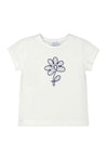 Mayoral Mini Girl Embroidery Floral Short Sleeve Tee, Off White