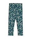 MMayoral Mini Girl Floral Fleece Lined Legging, Green