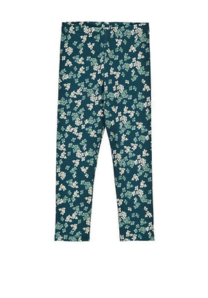 MMayoral Mini Girl Floral Fleece Lined Legging, Green