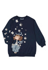 Mayoral Mini Girl Long Sleeve Floral Sweater Dress, Navy