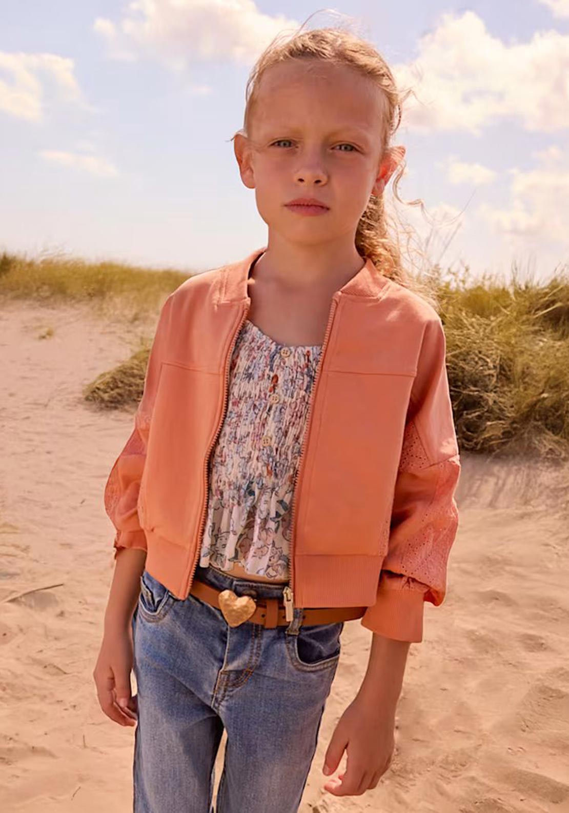 Mayoral Mini Girl Long Sleeve Jacket, Orange
