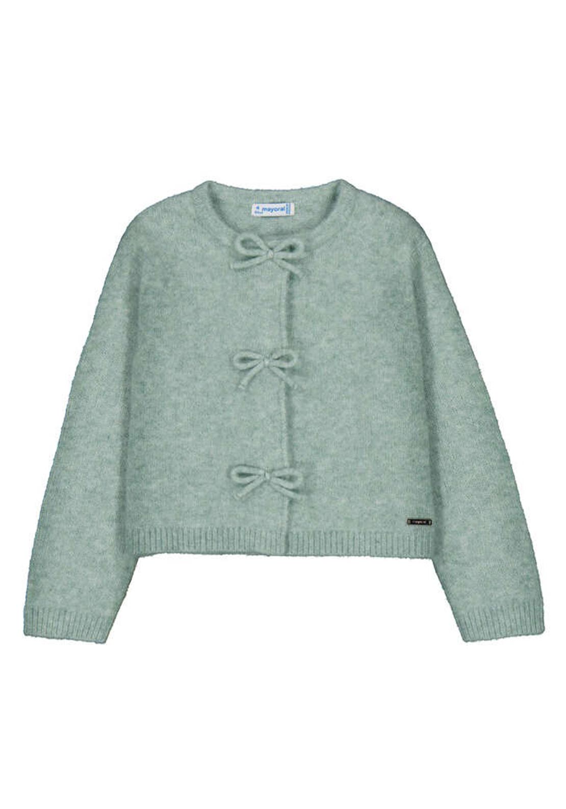 Mayoral Mini Girl Long Sleeve Bow Cardigan, Green