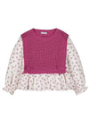 Mayoral Mini Girl Long Sleeve Bow Knit Vest Top, Pink