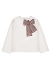 Mayoral Mini Girl Leopard Print Bow Long Sleeve Top, Cream