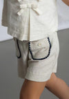 Mayoral Mini Girl Linen Mix Pocket Shorts, Cream