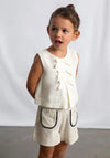 Mayoral Mini Girl Linen Mix Pocket Shorts, Cream