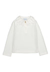 Mayoral Mini Girl Pleated Collar Top, Cream