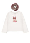 Mayoral Mini Girl Macaroon Long Sleeve Top and Scrunchie Set, Cream
