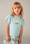 Mayoral Mini Girl Nature Daisy Short Sleeve Tee, Green