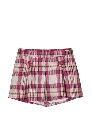 Mayoral Mini Girl Plaid Pleated Short, Pink