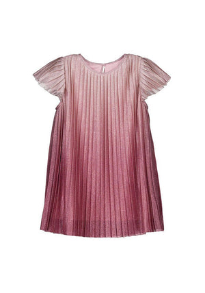 Mayoral Mini Girl Shimmer Pleated Short Sleeve Dress, Pink