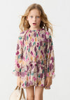 Mayoral Mini Girl Print Long Sleeve Pleated Dress, Pink Multi