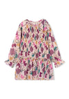 Mayoral Mini Girl Print Long Sleeve Pleated Dress, Pink Multi