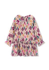 Mayoral Mini Girl Print Long Sleeve Pleated Dress, Pink Multi
