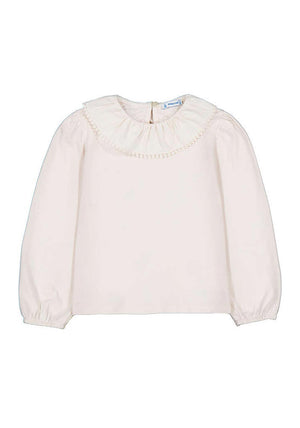 Mayoral Mini Girl Collar Long Sleeve Top, Cream