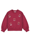 Mayoral Mini Girl Sequin and Bow Long Sleeve Sweater, Red
