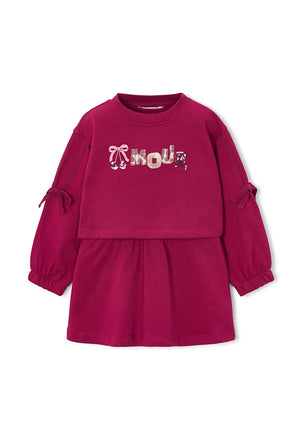 Mayoral Mini Girl Sequin Long Sleeve Sweater Dress, Red