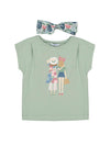 Mayoral Mini Girl Short Sleeve Tee and Hairband Set, Green