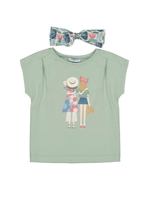 Mayoral Mini Girl Short Sleeve Tee and Hairband Set, Green