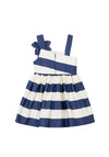 Mayoral Mini Girl Asymmetrical Stripe Dress, Navy