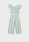 Mayoral Mini Girl Stripe Top and Trouser Set, Green