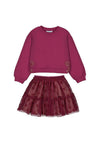 Mayoral Mini Girl Sweater and Skirt Set, Wine