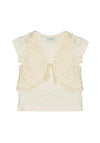 Mayoral Mini Girl Short Sleeve Tee and Vest Set, Cream